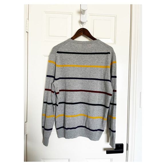 J. Crew Striped Cashmere Pullover Sweater Gray Multi Size Medium - Picture 3 of 8